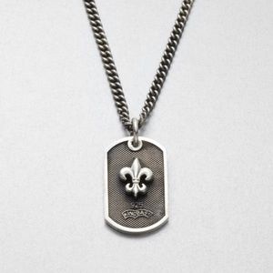 King baby 925 Fleur De Lis Dog Tag Necklace i